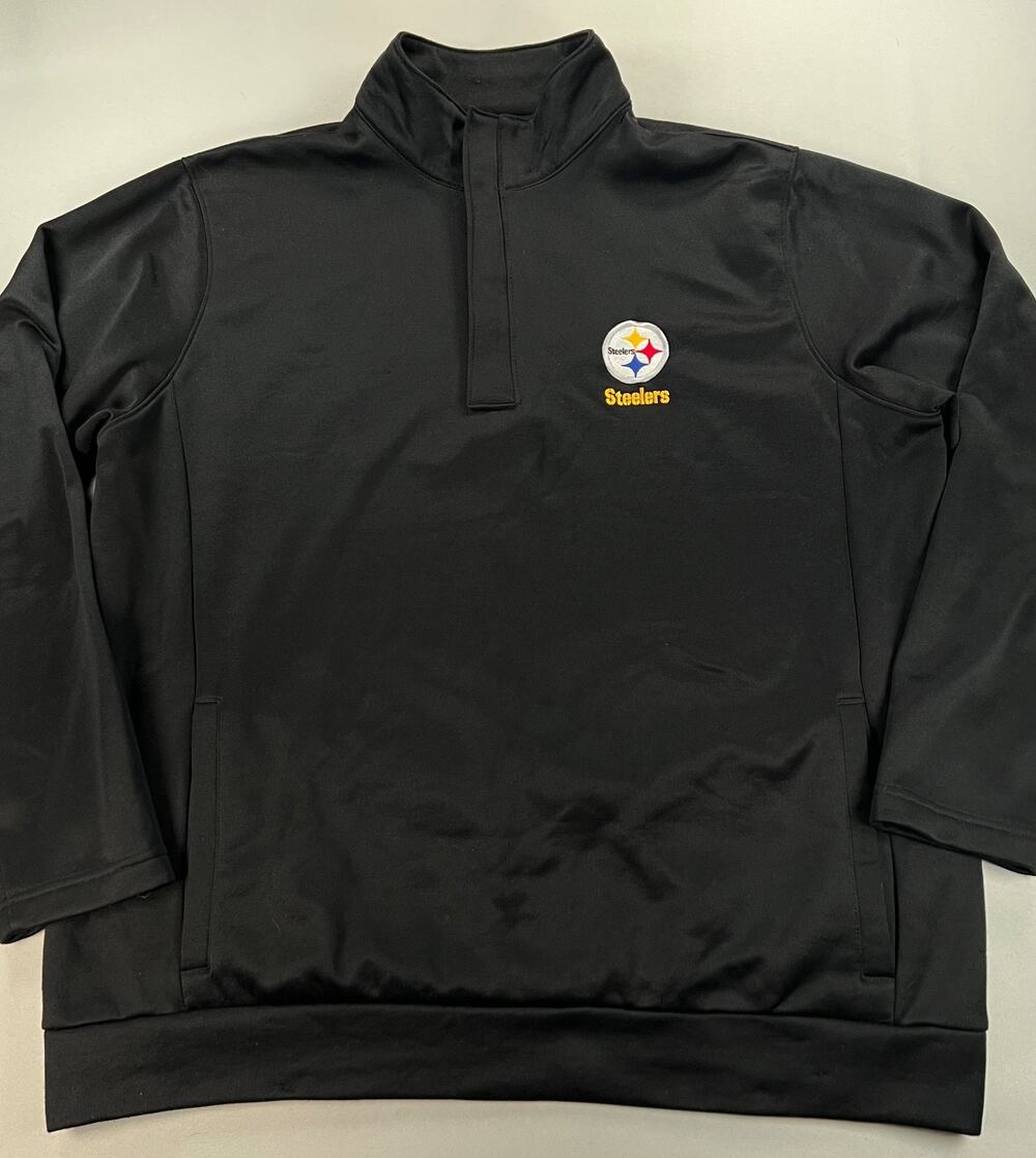 Antigua NFL Steelers Black Quarter Zip Sweatshirt (Men's XL) - MSRP $150+